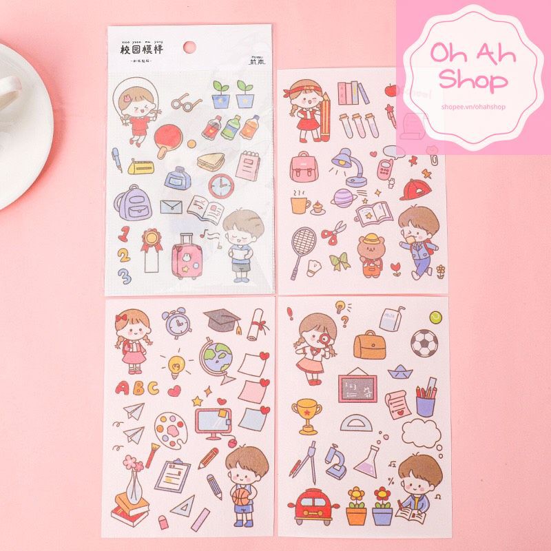 🍓  Sticker mohamm dán sổ dán điện thoại anime họa tiết cô gái chàng trai dễ thương DIY