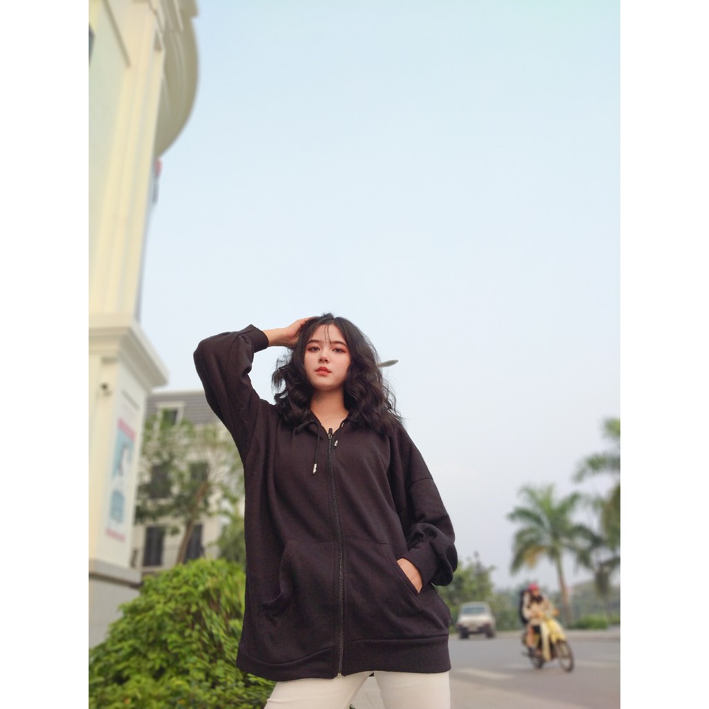 Áo khoác nỉ hoodie trơn Unisex - Thun tay dài form rộng có mũ dáng suông basic ulzzang nam nữ HOT