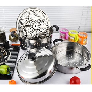 Nồi hấp inox 3 tầng 28cm đa năng