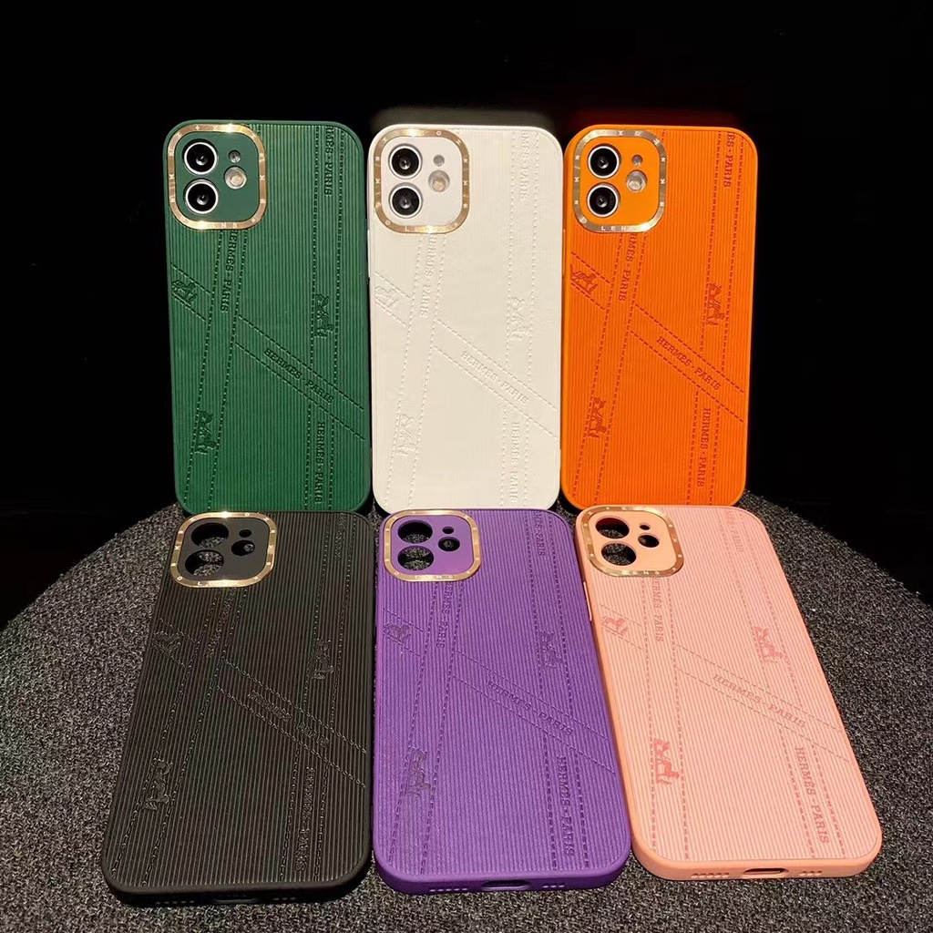 Ốp Điện Thoại Màu Trơn In Logo Hermes Cho iphone 13 11 12 pro max XR 8P