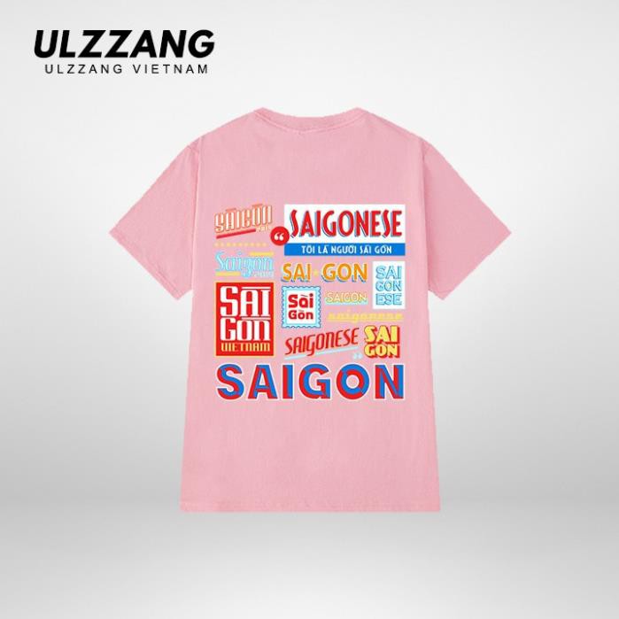 Áo thun tay lỡ ULZZANG cotton dáng unisex form rộng in hình sài gòn 😘