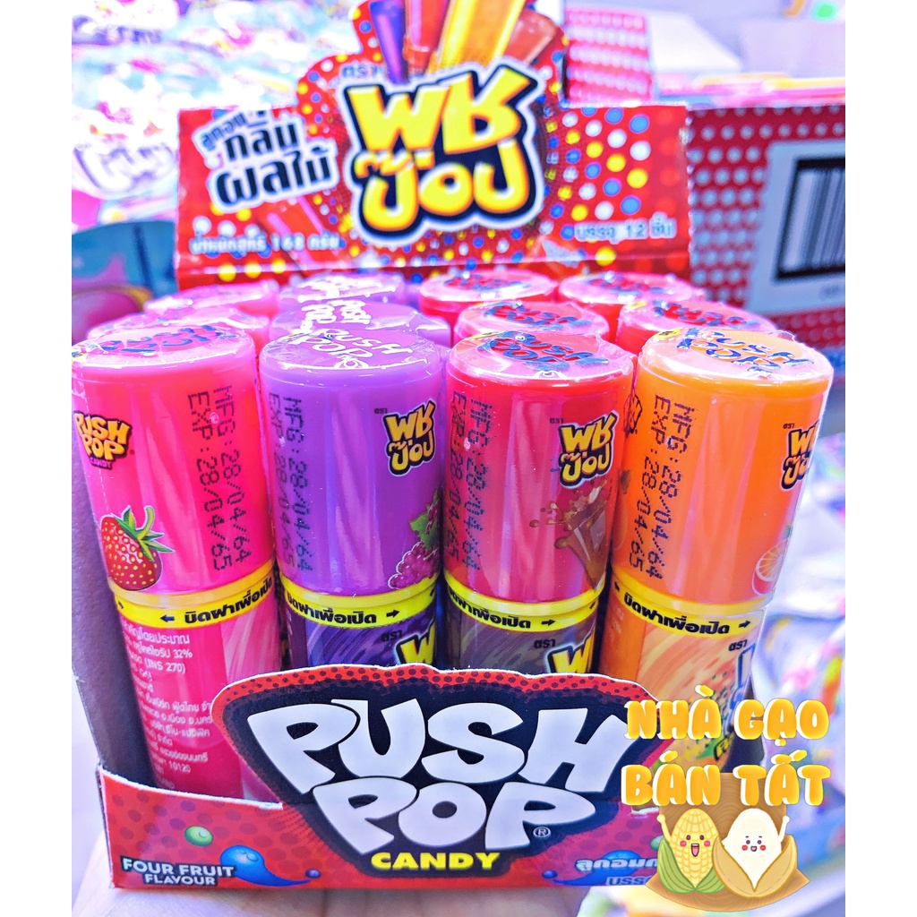 Kẹo Thỏi Son Môi Push Pop 4 Vị Thái Lan, 1 Hộp 12 Thỏi