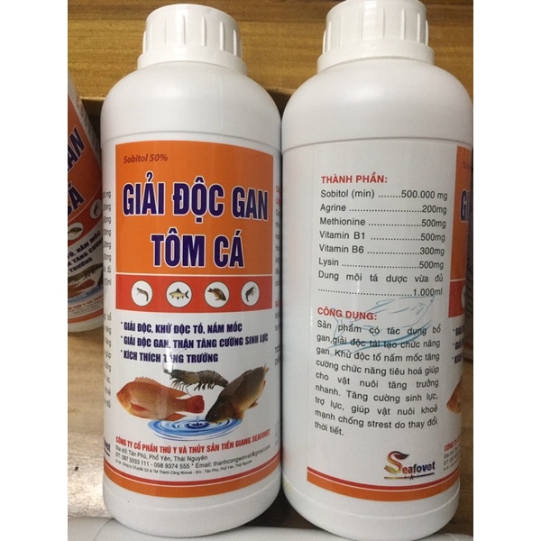 Giải độc gan tôm cá 1 lít. Bổ gan, Giải độc gan, tăng cường chúc năng gan. Phòng  bệnh gan trên tôm