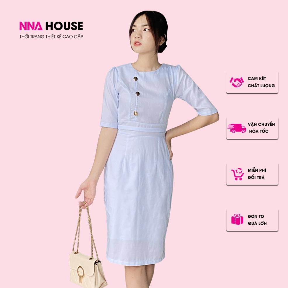Đầm dự tiệc dáng xuông lịch sự - Váy công sở sang trọng NNAHOUSE Mã NA217