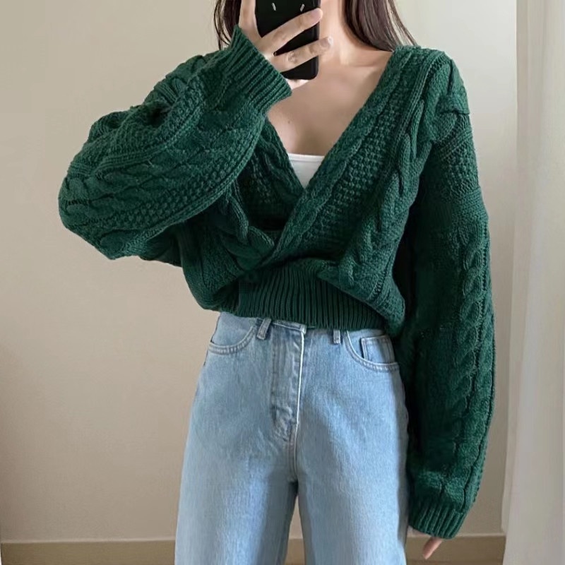 Áo khoác cardigan SUXI dệt kim tay dài cổ chữ V thời trang mùa thu cho nữ