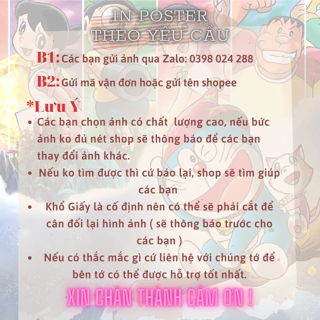 Poster Trang Trí Doraemon, Poster Decal CÓ KEO DÁN Kích Thước A3 30x42cm