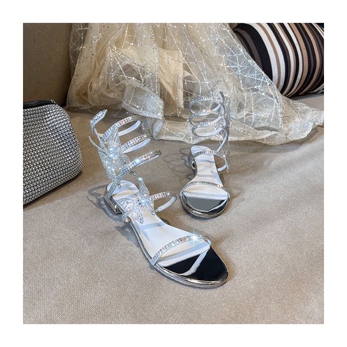 Giày Sandal Nữ Đế Thấp Đính Đá Lấp Lánh - G008