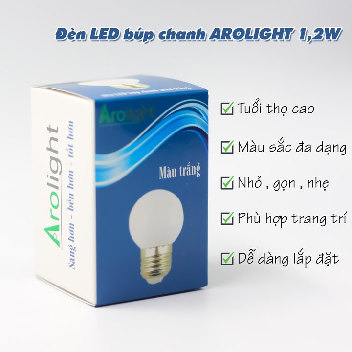 Bóng Đèn LED Búp Chanh 1.2W Arolight, đủ màu sắc đẹp lung linh, trang trí quán cà phê, shop, sân vườn thêm nổi bật