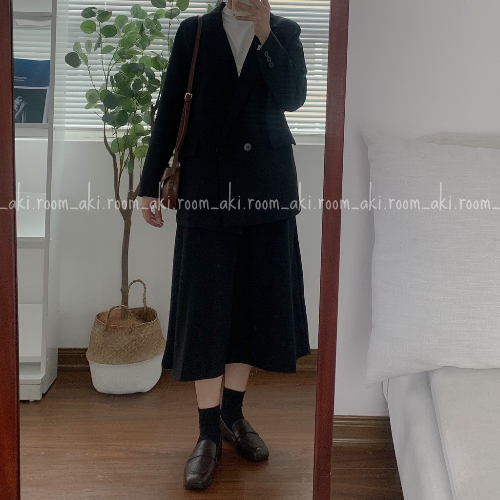 Áo blazer hai lớp túi vuông nắp hai khuy có độn vai mỏng chất dày dặn đứng dáng