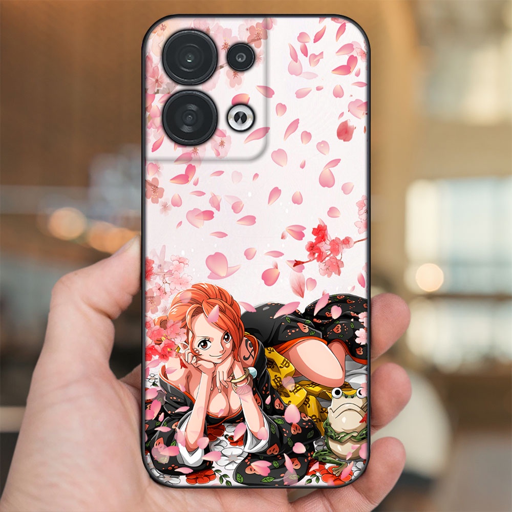 Ốp lưng Oppo Reno 8 5G viền đen in hình Nami One Piece Đảo Hải Tặc