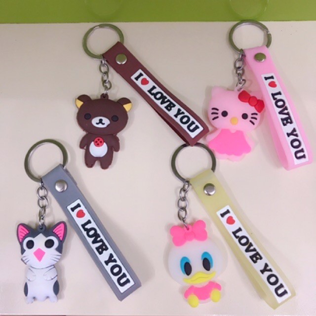 Móc khoá thú nhiều mẫu kèm dây chữ LOVE. - - Siêu dễ thương