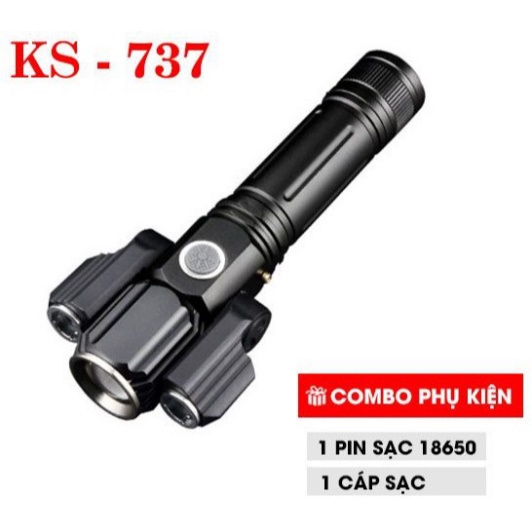Đèn Pin siêu sáng Cầm Tay 3 Bóng Xoay 360 Độ Siêu Sáng [TẶNG PIN VÀ CỦ SẠC] ( tuyển sỉ )