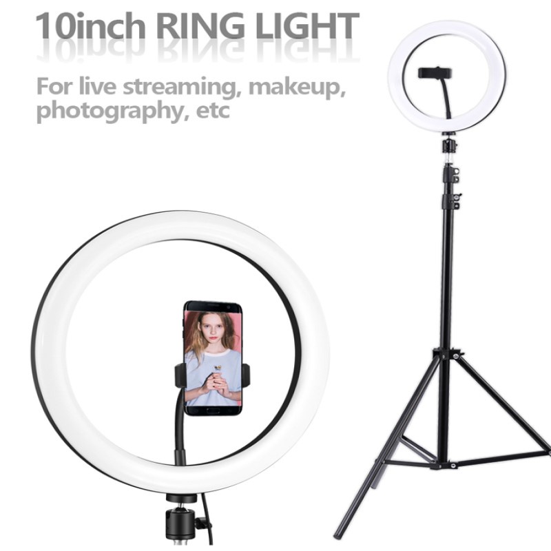 Tripod + Đèn led Livestream đường kính 26cm, phụ kiện hỗ trợ quay video, livestream tặng remote chụp ảnh