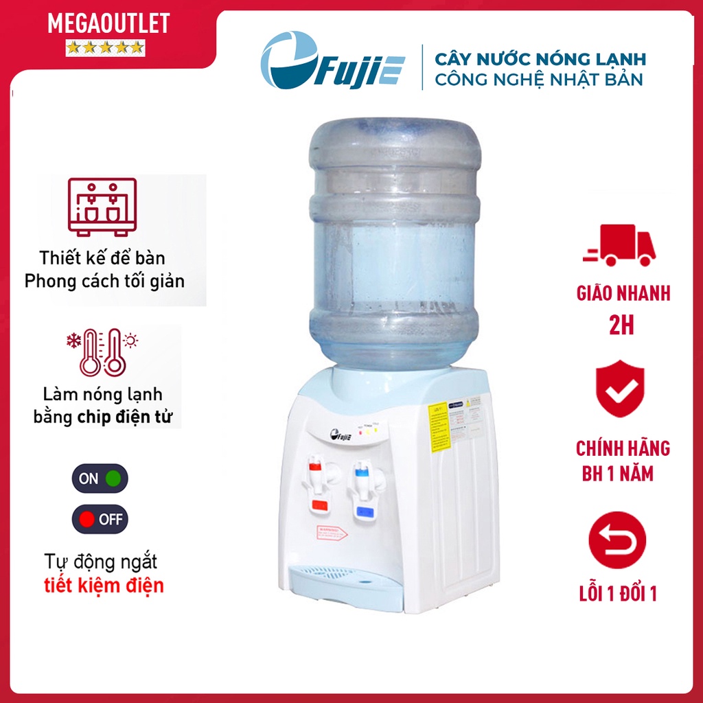 Cây nước nóng lạnh mini nhập khẩu FujiE WD1080E, máy nước nóng lạnh tự ngắt an toàn tiết kiệm điện CN Nhật Bản-BH 2 năm