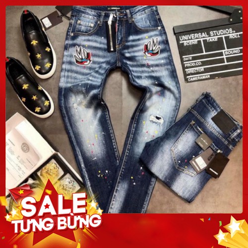 -Hàng nhập khẩu Quần bò DSQ nam biker họa tiết Liên hệ mua hàng 084.209.1989