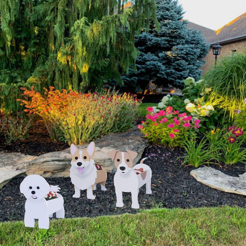 YIYU Chậu Hoa Hình Chú Chó Dễ Thương Chống Nước Sức Chứa Lớn Trang Trí Vườn