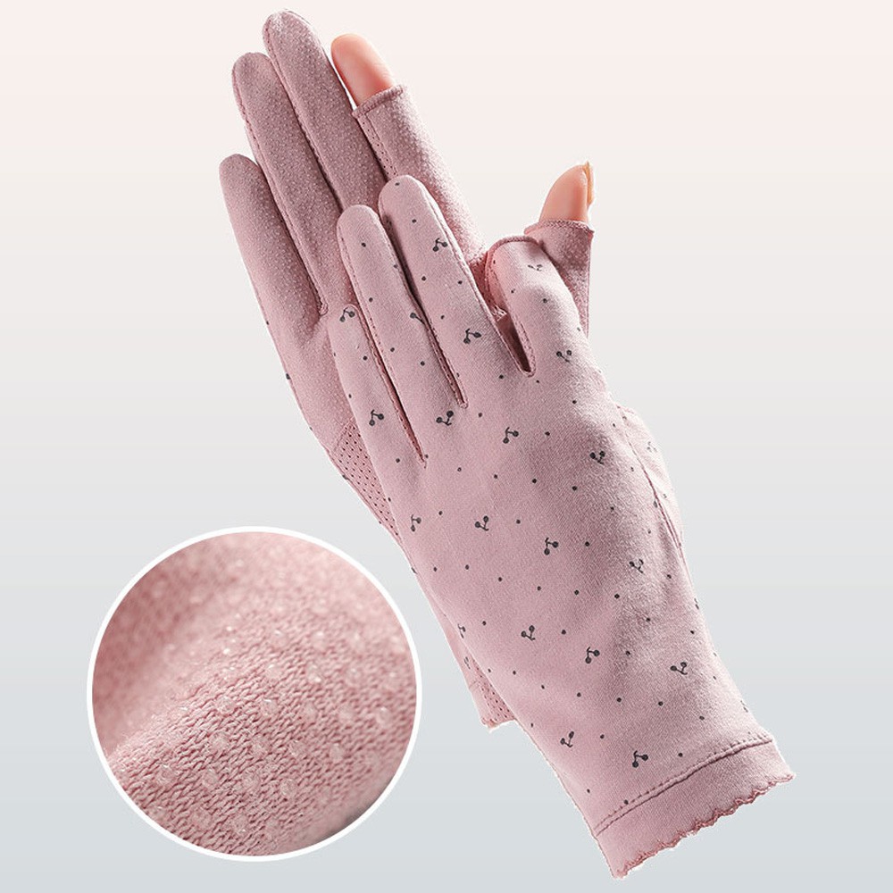 MELODG Women Thin Mittens Elastic Full Finger Gloves Cyclist Gloves Anti-UV Sunscreen Spring Summer Cotton Non Slip Driving Guantes/Multicolor