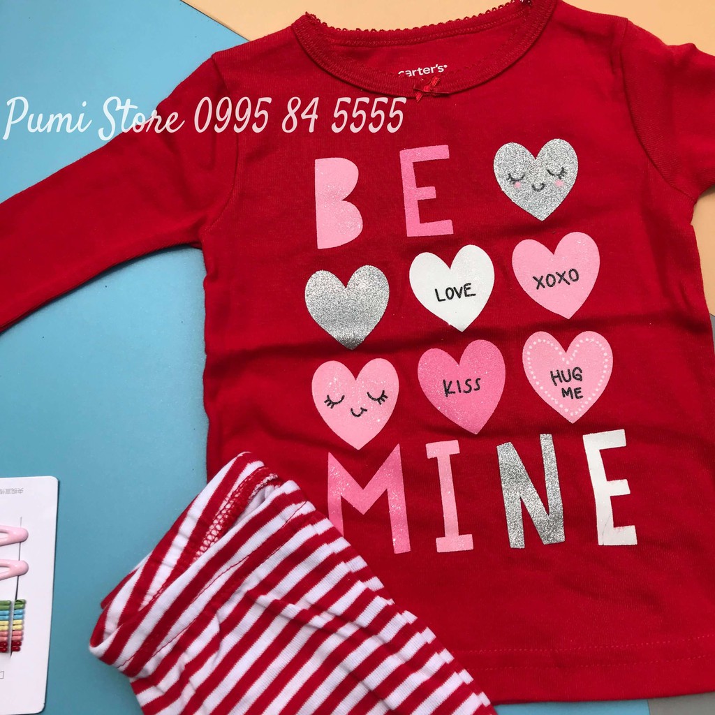 Set 4 đồ ngủ Carter’s Heart Cotton Pajamas Red/Pink