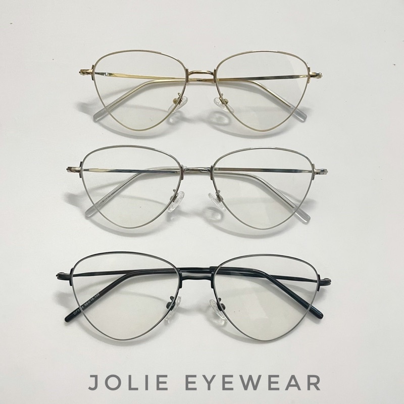 Gọng kính mắt mèo ⚡viền siêu mảnh⚡️kim loại chắc chắn 5188 chống ánh sáng xanh, UV400 Jolie eyewear