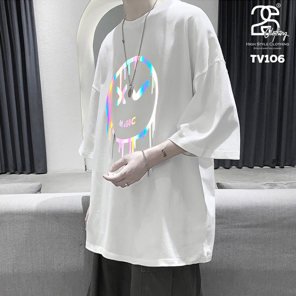 Áo Phông Tay Lỡ Form Rộng Nữ 2s Clothing Áo Thun Nam Cổ Tròn Cotton Oversize Form Rộng Giá Rẻ In Phản Quang Ngầu TV106