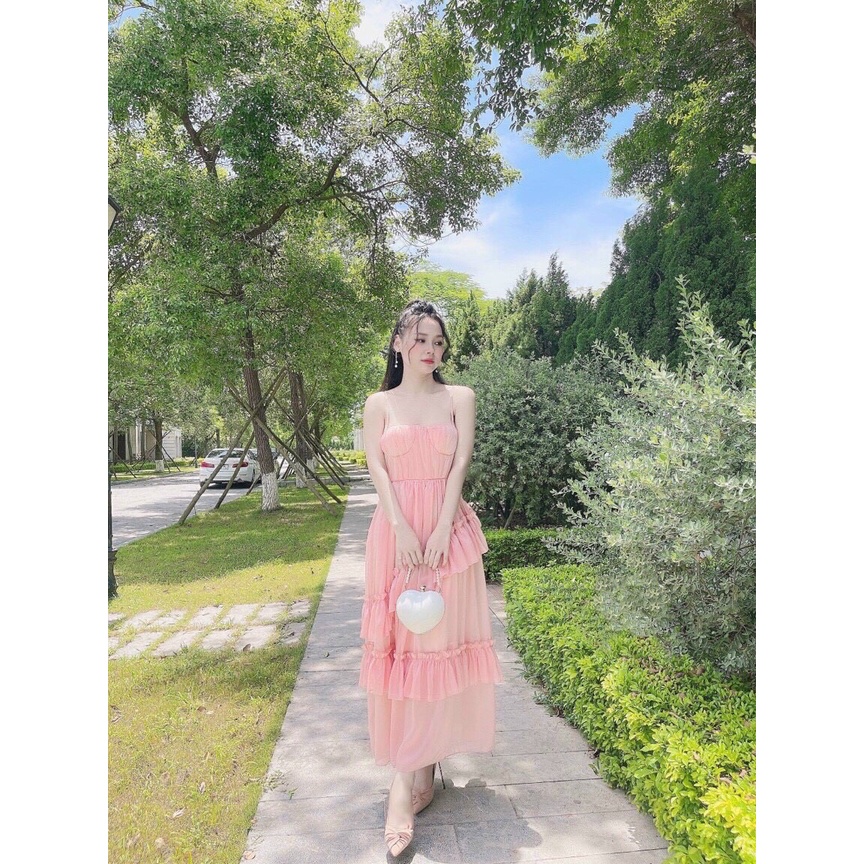 Váy tơ tầng  2 dây tiêu thư xinh