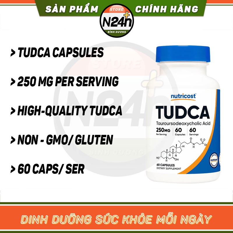 TUDCA Thực Phẩm Bổ Sung Hỗ Trợ Giải Độc Gan Nutricost Tudca 250mg 60 Viên