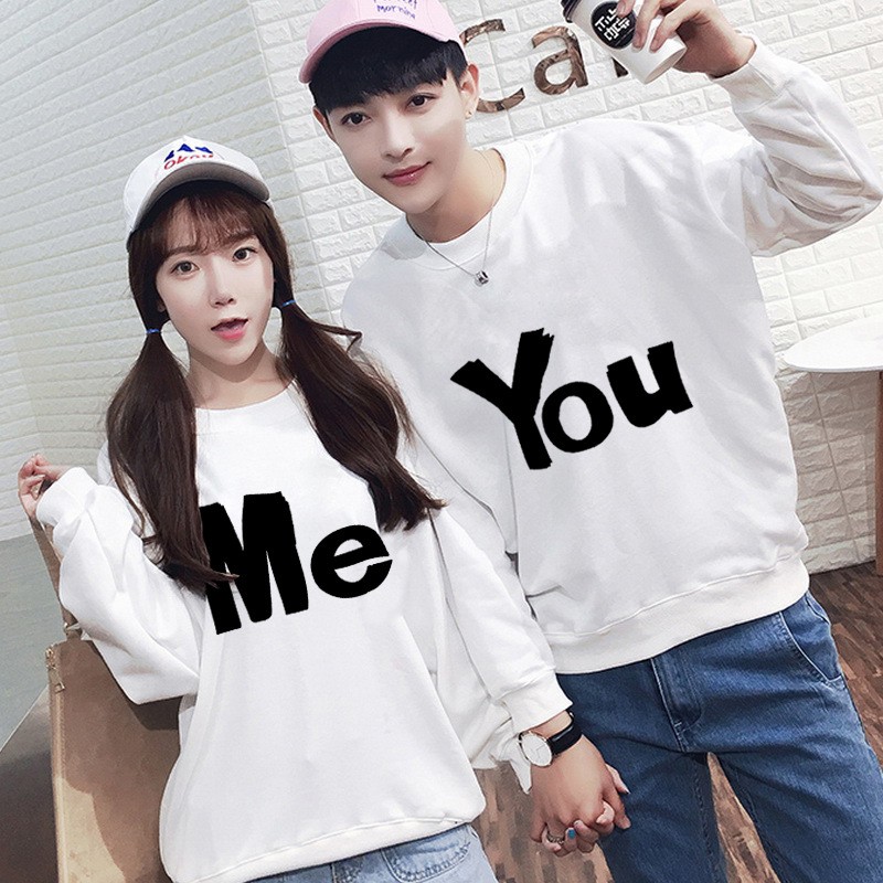 Áo cặp đôi thu đông in chữ ME YOU phong cách Hàng Quốc, vải nỉ ấm áp