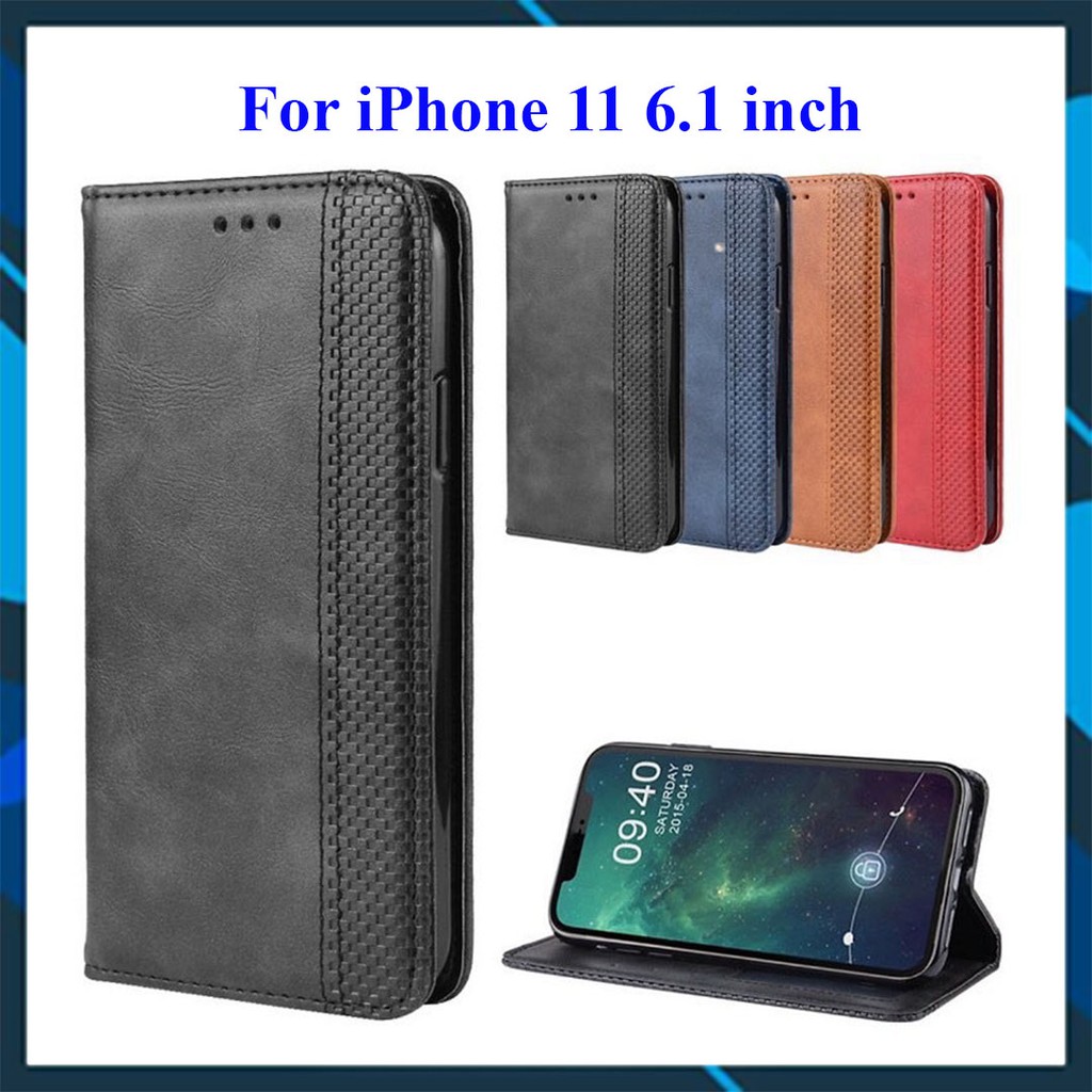 Bao da dạng ví iPhone 11 6.1 inch (cam kết xịn) hit nam châm, ngăn đựng thẻ tiền tiện lợi
