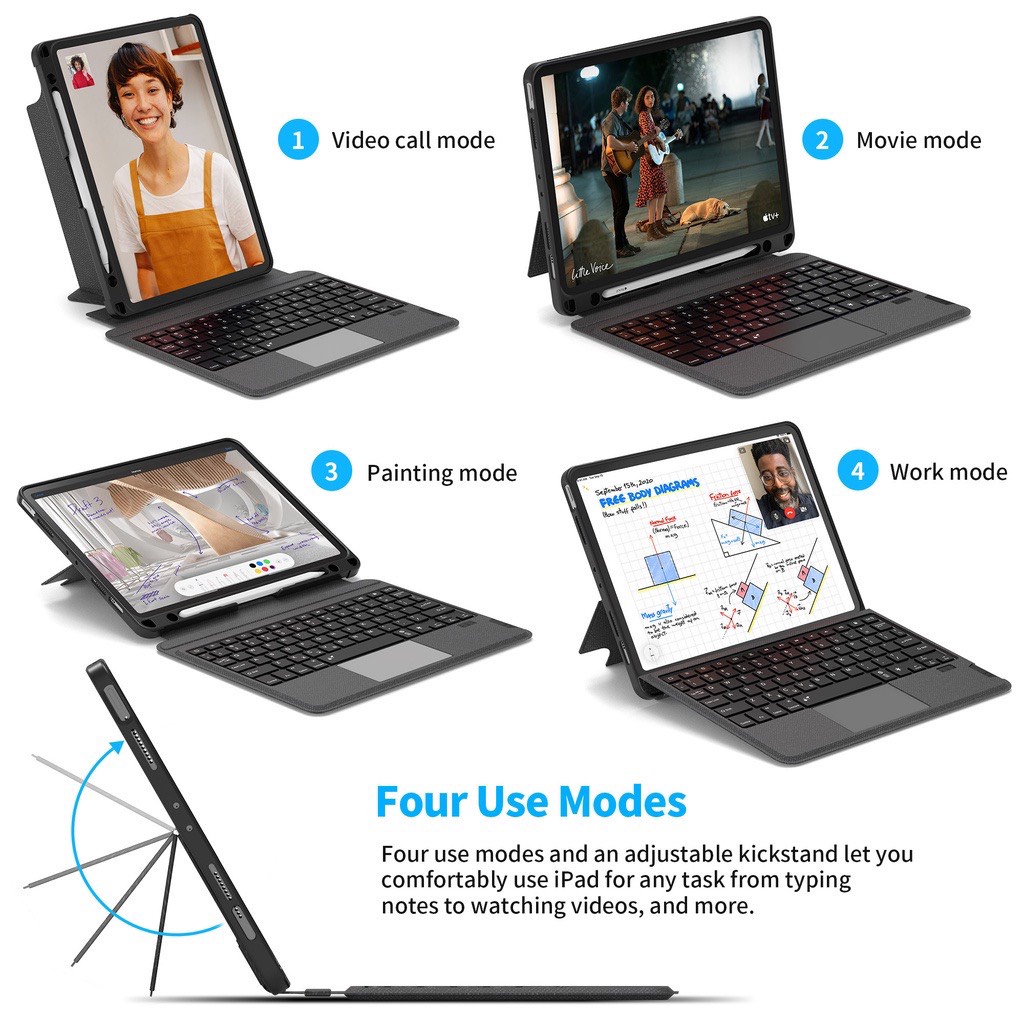 Bao da bàn phím Wiwu Mag Touch cho iPad Gen 10 10.9 inch 2022 , Pro 11 inch / M1 / M2 , Gen 9/8/7 10.2 , Air 5/4 10.9 in
