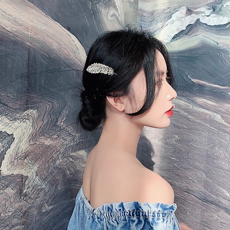 Kẹp chiếc lá đính đá sang trọng Phong cách Hàn Quốc Tatitava