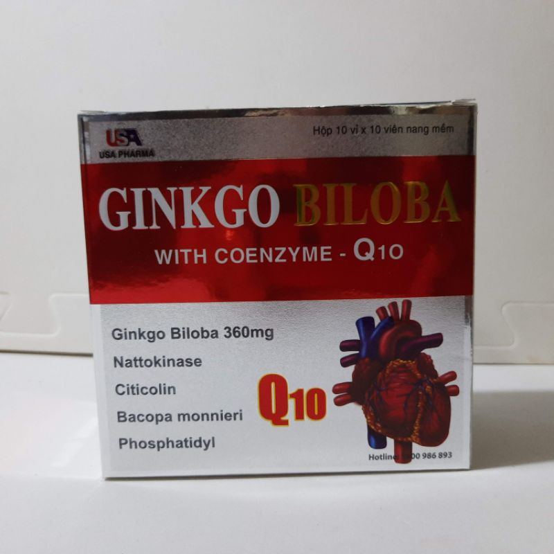 HOẠT HUYẾT DƯỠNG NÃO - GINKGO BILOBA 360mg With Coenzym Q10 đỏ - Hộp 100 viên nang mềm