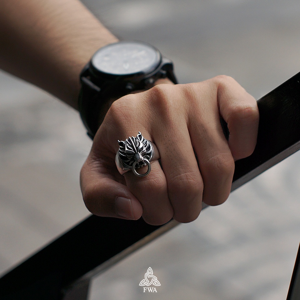 Nhẫn bạc nam FWA Cloudy Wolf - Final Fantasy
