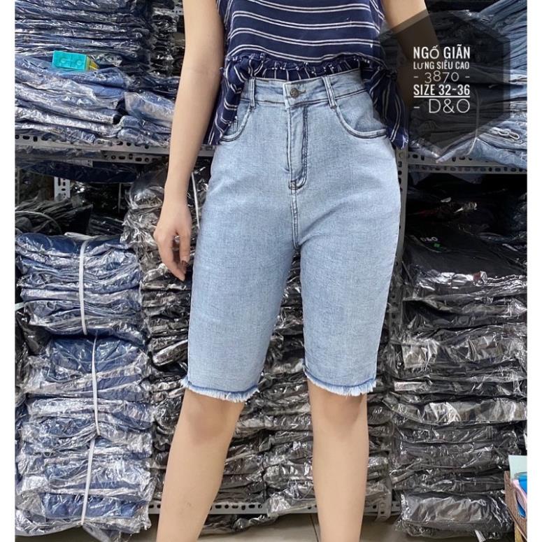 Quần Lửng Bigsize / Quần Jeans Ngố Lưng Cao TRÊN RỐN Co Giãn - NHẠT TUA LAI BASIC Đẹp