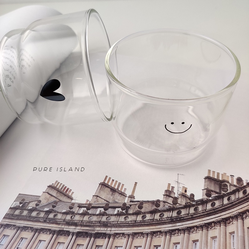 Ly Thủy Tinh Uống Sữa / Kem Kiểu Hàn Quốc Dễ Thương Xinh Xắn