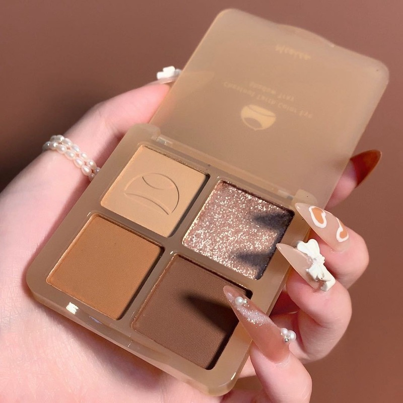 Bảng phấn mắt 4 màu lì/nhũ ngọc trai tông đất trang điểm nude nhỏ gọn dành cho người mới bắt đầu/học sinh | BigBuy360 - bigbuy360.vn