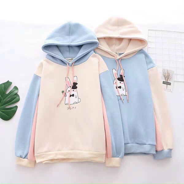 Áo Hoodie Nón Chui Trùm Đầu Nữ Nam Unisex Chất Vải Nỉ Poly Thỏ Cà Rốt WAH084NO