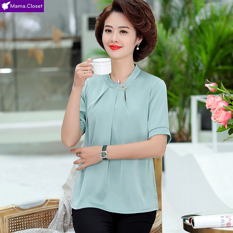 #X805 ÁO VOAN NGẮN TAY, ÁO HỌA TIẾT NƠ CỔ, ÁO CHO NGƯỜI TRUNG NIÊN HOT NHẤT 2021, CHẤT VOAN THOÁNG MÁT,