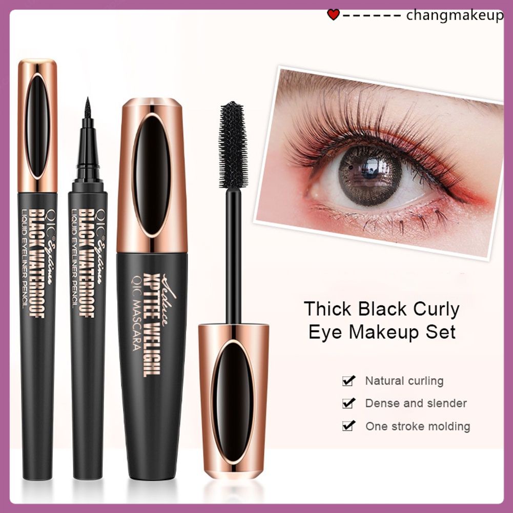 Set 2 mascara QIC chống thấm nước không nhòe chuốt dày và cong mi