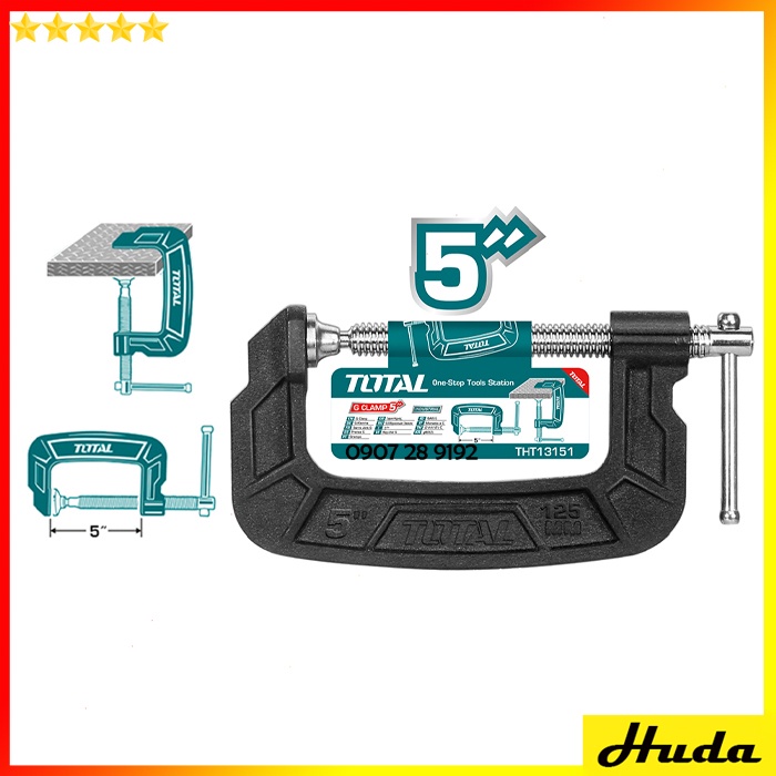 Cảo chữ C chữ G 100-150mm (4-6inch) dùng kẹp cố định sắt gỗ Total Ingco lực kẹp chịu lực tốt