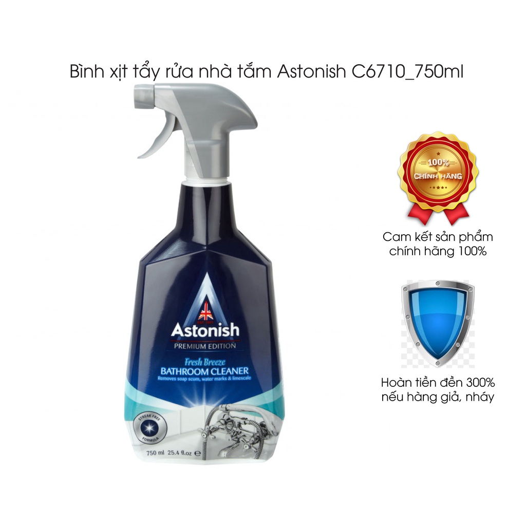 Nước Tẩy Rỉ Sét, Ố Mốc, Bám Cặn Canxi, Trên Sen Vòi Inox, Thiết Bị Vệ Sinh Nhà Tắm Chai-ASTONISH PRIMIUM