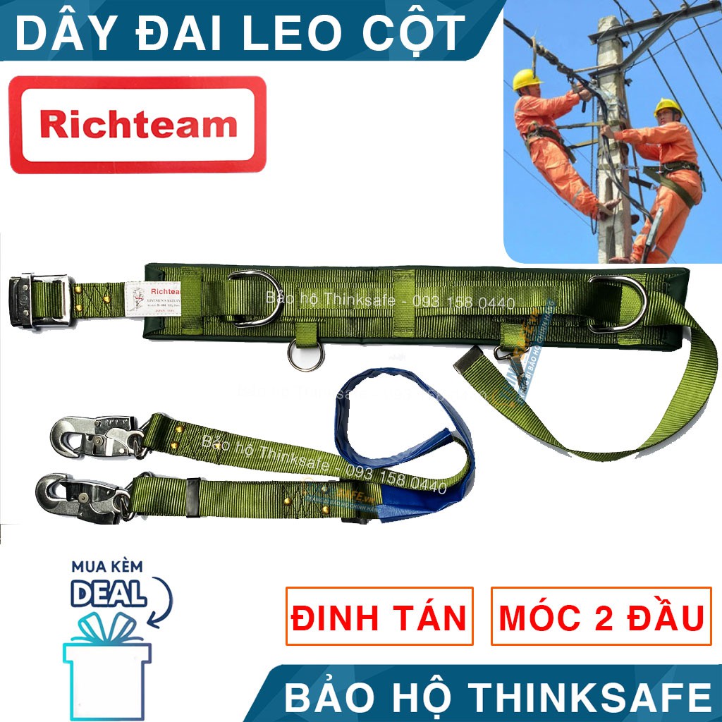 Dây đai an toàn quàng trụ điện lực Richteam - Dây bảo hộ khi làm việc trên cao (có đinh tán) - Bảo Hộ Thinksafe