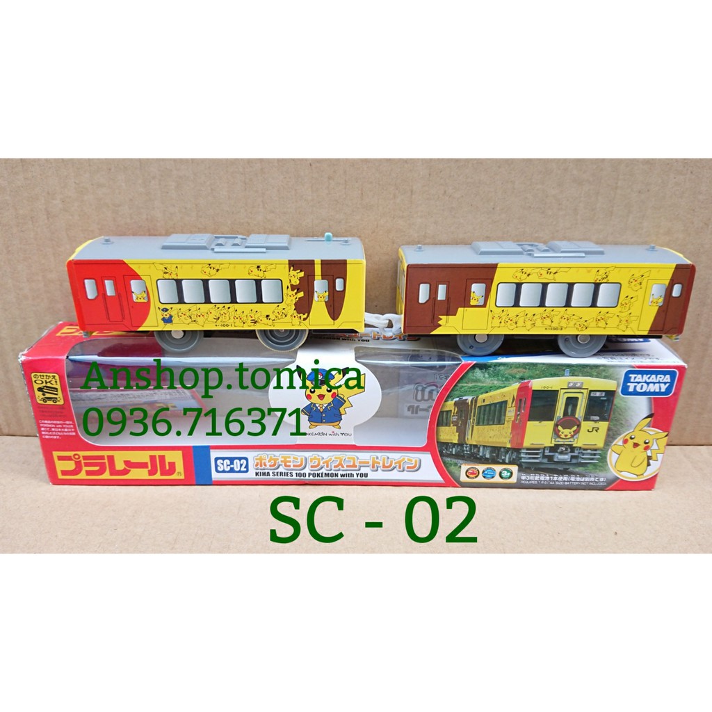 Mô hình tàu hỏa chạy pin Takara tomy bản hoạt hình SC02 (tàu to, có 2 toa)