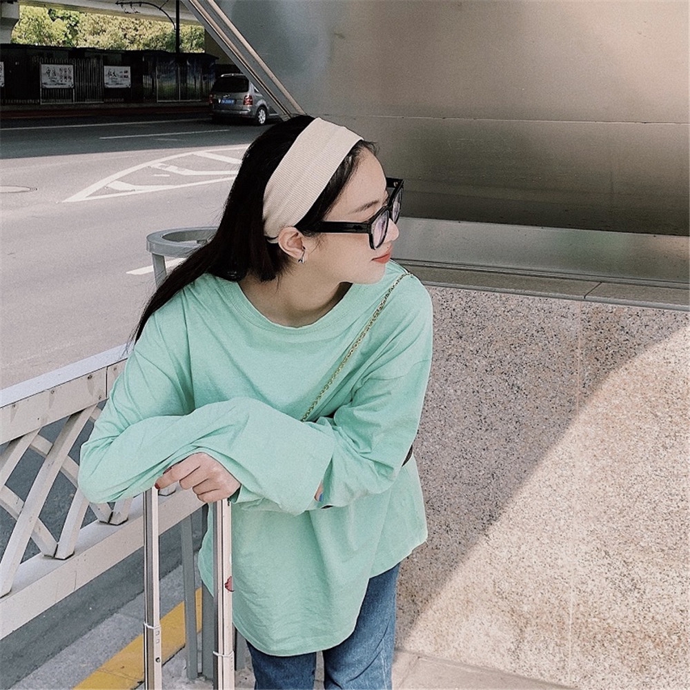 Women's Cotton Stretchy Headband Sport Knitted Solid Color Hair Band For Girl Striped Flat Elastic Hair Accessories