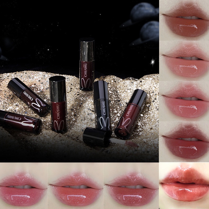 Son Bóng Màu Đen / Xám / Thỏ / Ánh Nhũ Không Phai Màu Dành Cho Học Sinh