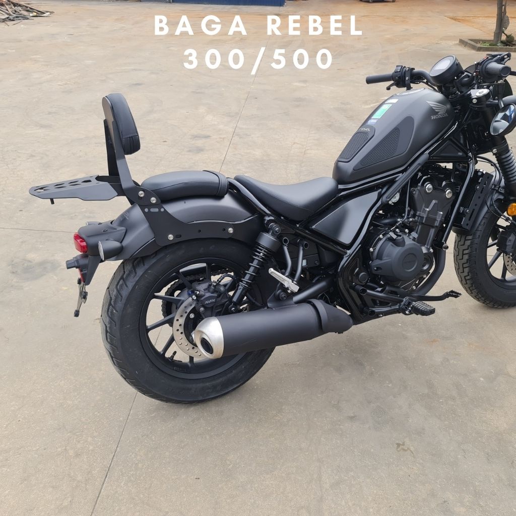 Baga rebel500 baga rebel300 baga rebel250 có tựa lưng điều chỉnh độ nghiêng. Có vị trí gắn ốp chắn bùn, thùng sau