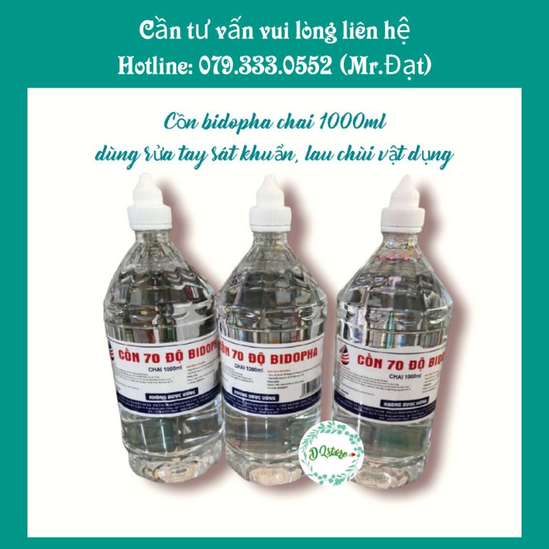 CỒN 70 ĐỘ BIDOPHA - CHAI 1000 ml- rửa tay, sát khuẩn