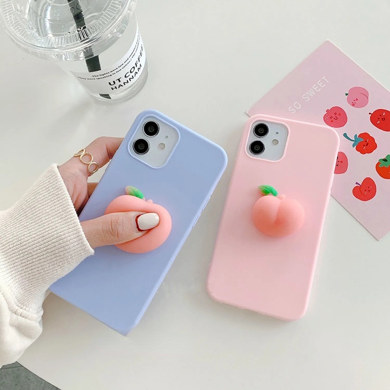 Ốp điện thoại TPU silicon mềm hình quả đào 3D cho OPPO Realme C12 C15 C17 C20 C25