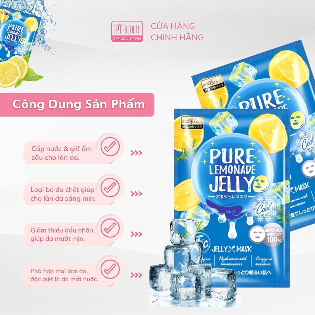 Lẻ 1 miếng Mặt nạ thạch jelly chanh SEXYLOOK Pure Lemonnade Jelly Mask cấp ẩm làm mát 38ml