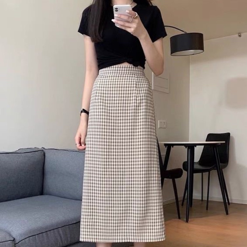 CHÂN VÁY DÀI KẺ CARO