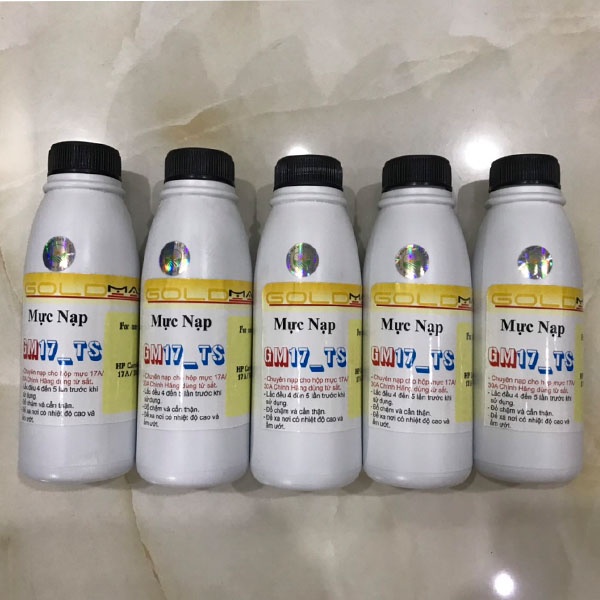 Combo 05 chai Mực nạp GM 17A /30A/ CRG 047/ CRG051/ CF217A/ CF230A cho Máy in LBP 161DN, 162DW, HP M102a, M102w ....